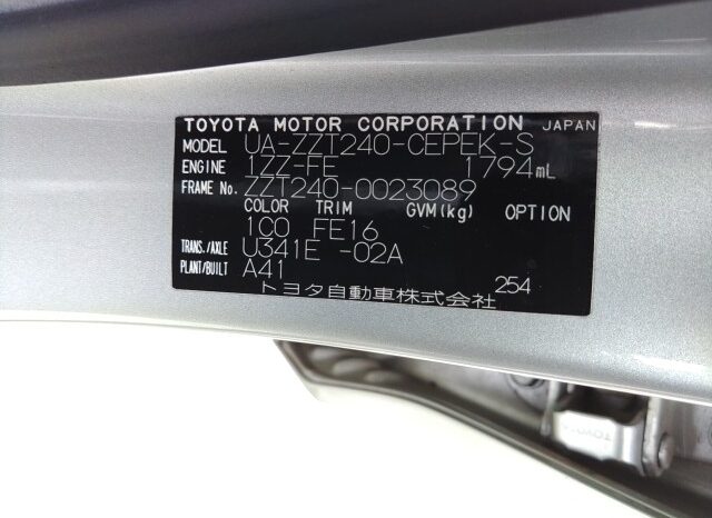 TOYOTA ALLION A18 S PACKAGE 2002 full