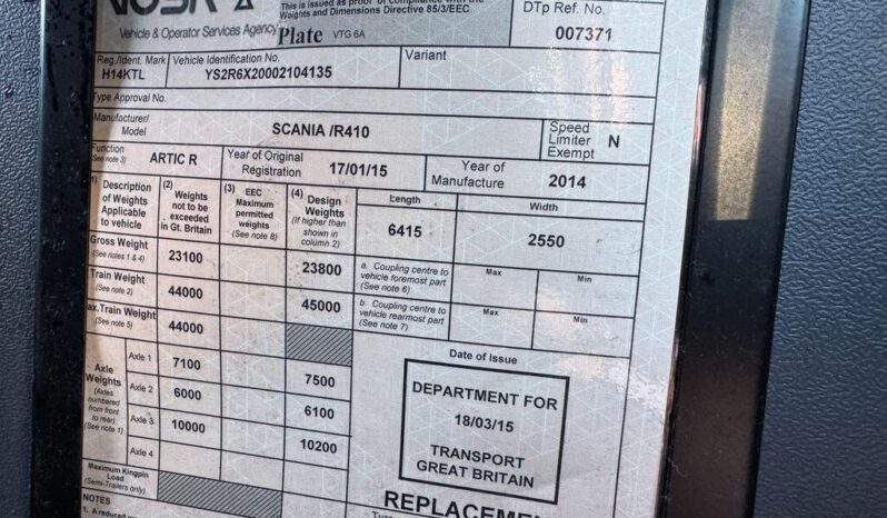 2015 SCANIA R410 6X2 TRACTOR UNIT full