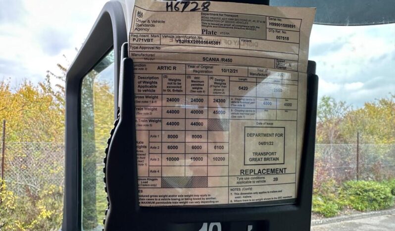 Scania R Series R450 2021(71) 6×2 Midlift Tractor unit 12.7 full